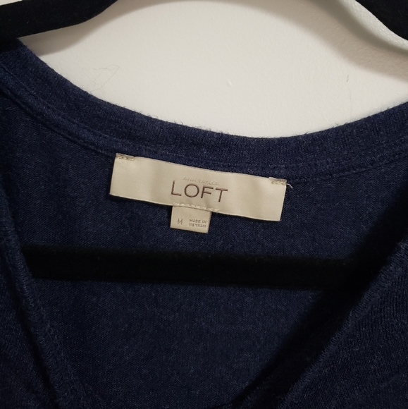 LOFT Navy Cold Shoulder Blouse Top - Picture 5 of 6